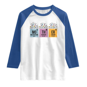 Funny Chemist Mom Raglan Shirt Mother Flowers Periodic Table TS11 White Royal Print Your Wear