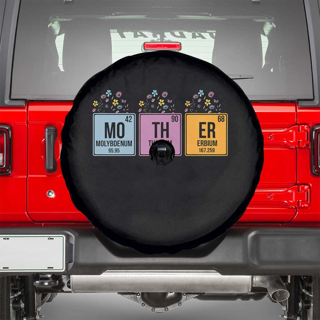 Funny Chemist Mom Spare Tire Cover Mother Flowers Periodic Table TS11 Black Print Your Wear