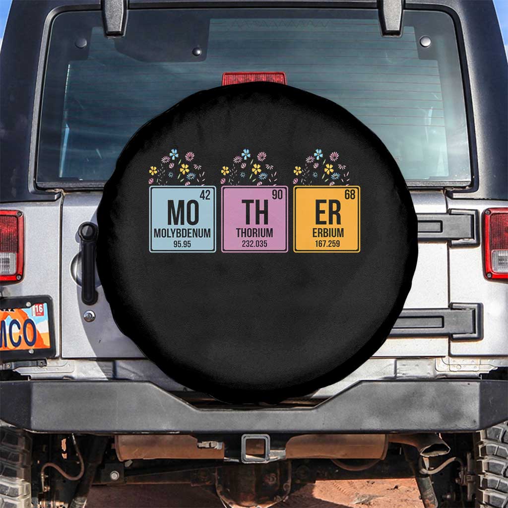 Funny Chemist Mom Spare Tire Cover Mother Flowers Periodic Table TS11 No hole Black Print Your Wear