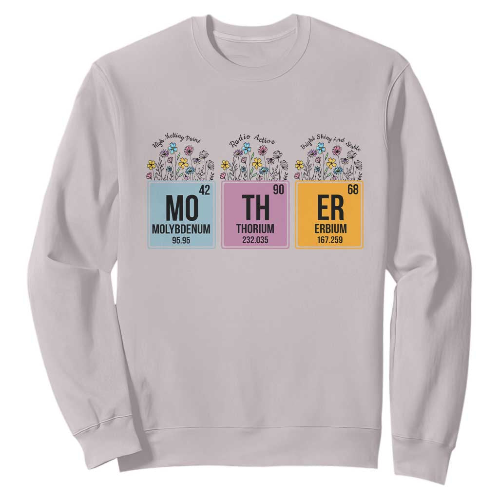 Funny Chemist Mom Sweatshirt Mother Flowers Periodic Table TS11 Ice Gray Print Your Wear