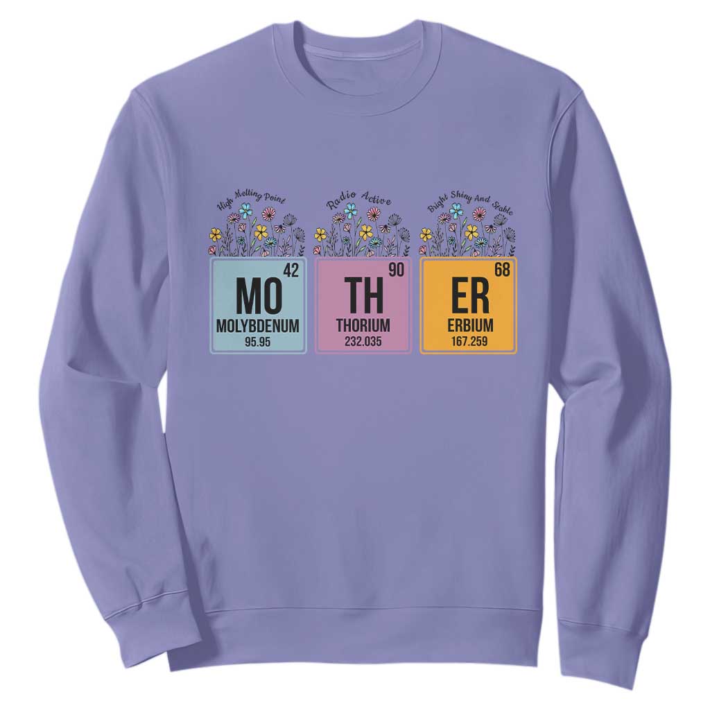 Funny Chemist Mom Sweatshirt Mother Flowers Periodic Table TS11 Violet Print Your Wear