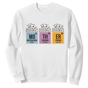 Funny Chemist Mom Sweatshirt Mother Flowers Periodic Table TS11 White Print Your Wear