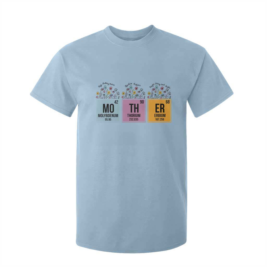 Funny Chemist Mom T Shirt For Kid Mother Flowers Periodic Table TS11 Light Blue Print Your Wear