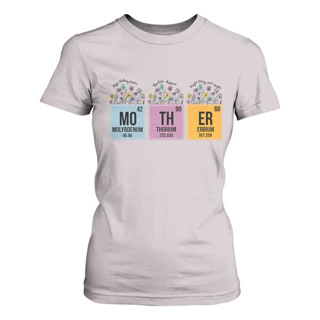 Funny Chemist Mom T Shirt For Women Mother Flowers Periodic Table TS11 Ice Gray Print Your Wear