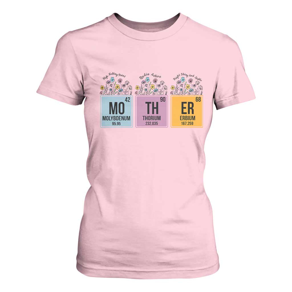 Funny Chemist Mom T Shirt For Women Mother Flowers Periodic Table TS11 Light Pink Print Your Wear