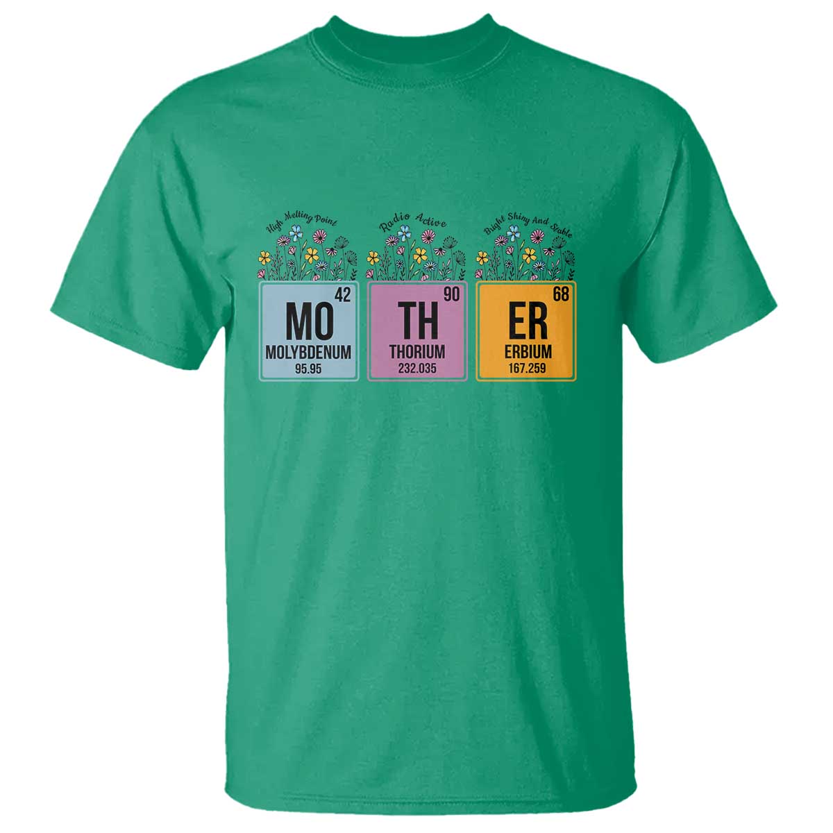 Funny Chemist Mom T Shirt Mother Flowers Periodic Table TS11 Irish Green Print Your Wear