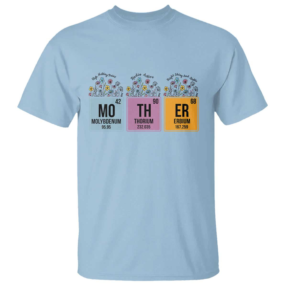 Funny Chemist Mom T Shirt Mother Flowers Periodic Table TS11 Light Blue Print Your Wear