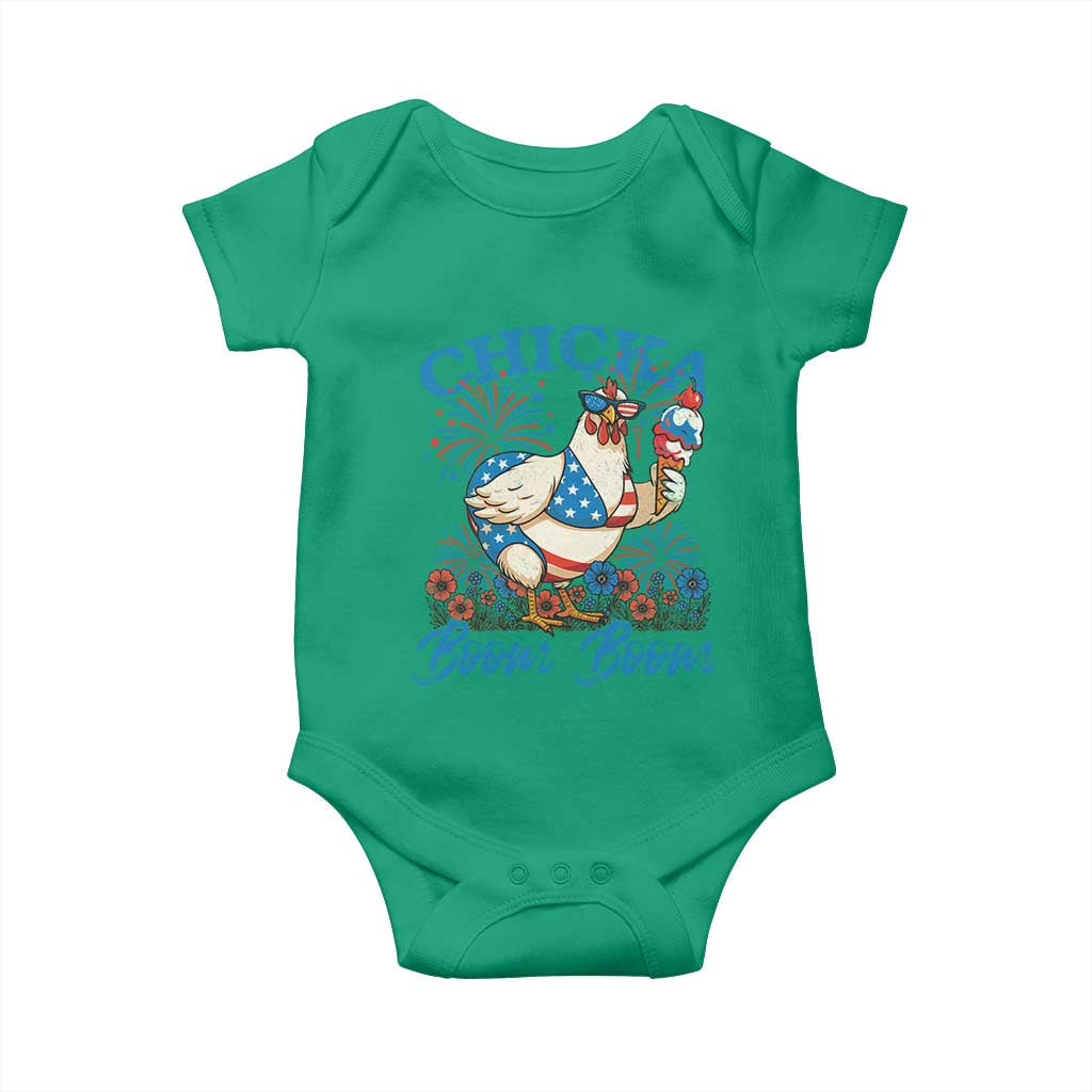 Funny Chicka Boom Boom 4th Of July Baby Onesie Patriotic Farmers Chicken Lover TS11 Irish Green Print Your Wear