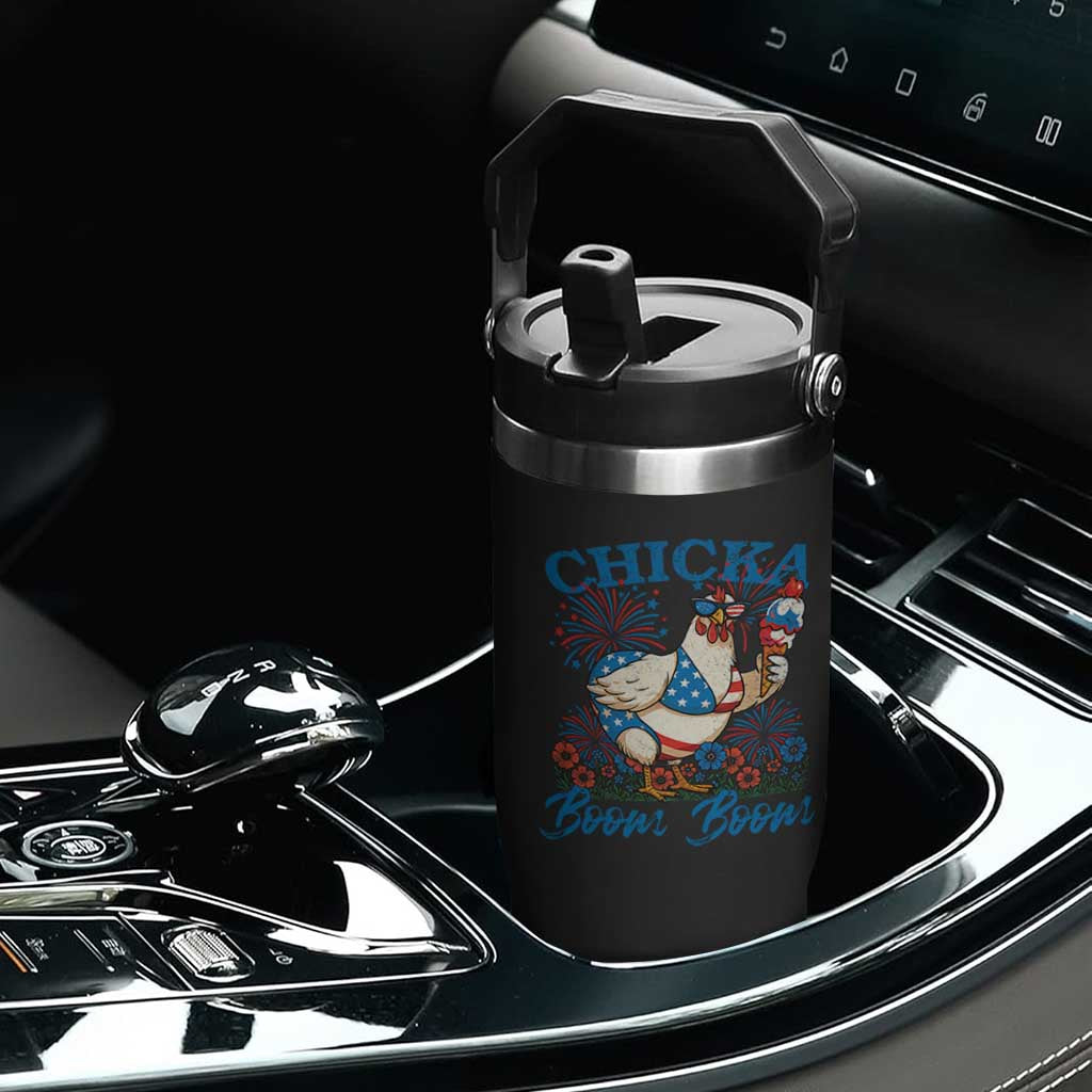 Funny Chicka Boom Boom 4th Of July Flip Straw Tumbler Patriotic Farmers Chicken Lover TS11 Print Your Wear