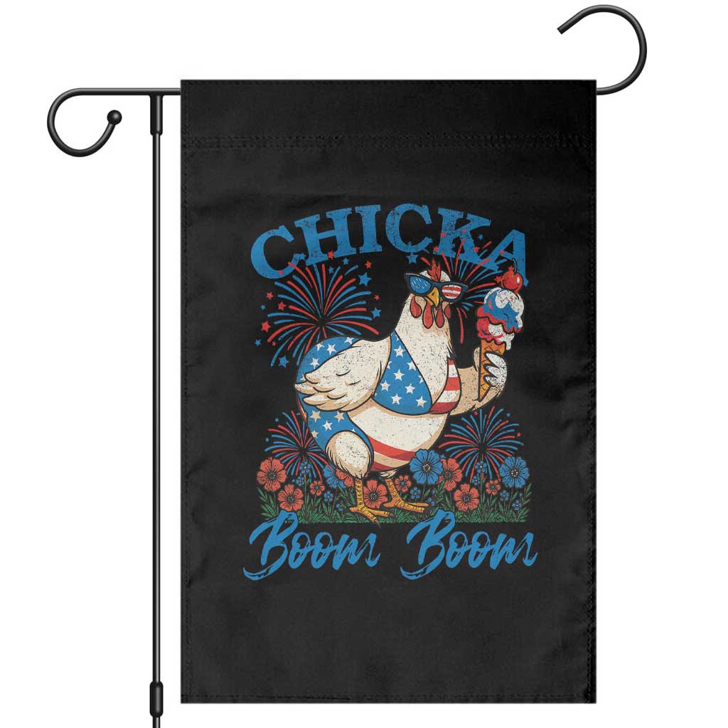 Funny Chicka Boom Boom 4th Of July Garden Flag Patriotic Farmers Chicken Lover TS11 Black Print Your Wear