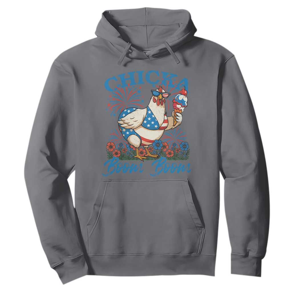 Funny Chicka Boom Boom 4th Of July Hoodie Patriotic Farmers Chicken Lover TS11 Charcoal Print Your Wear