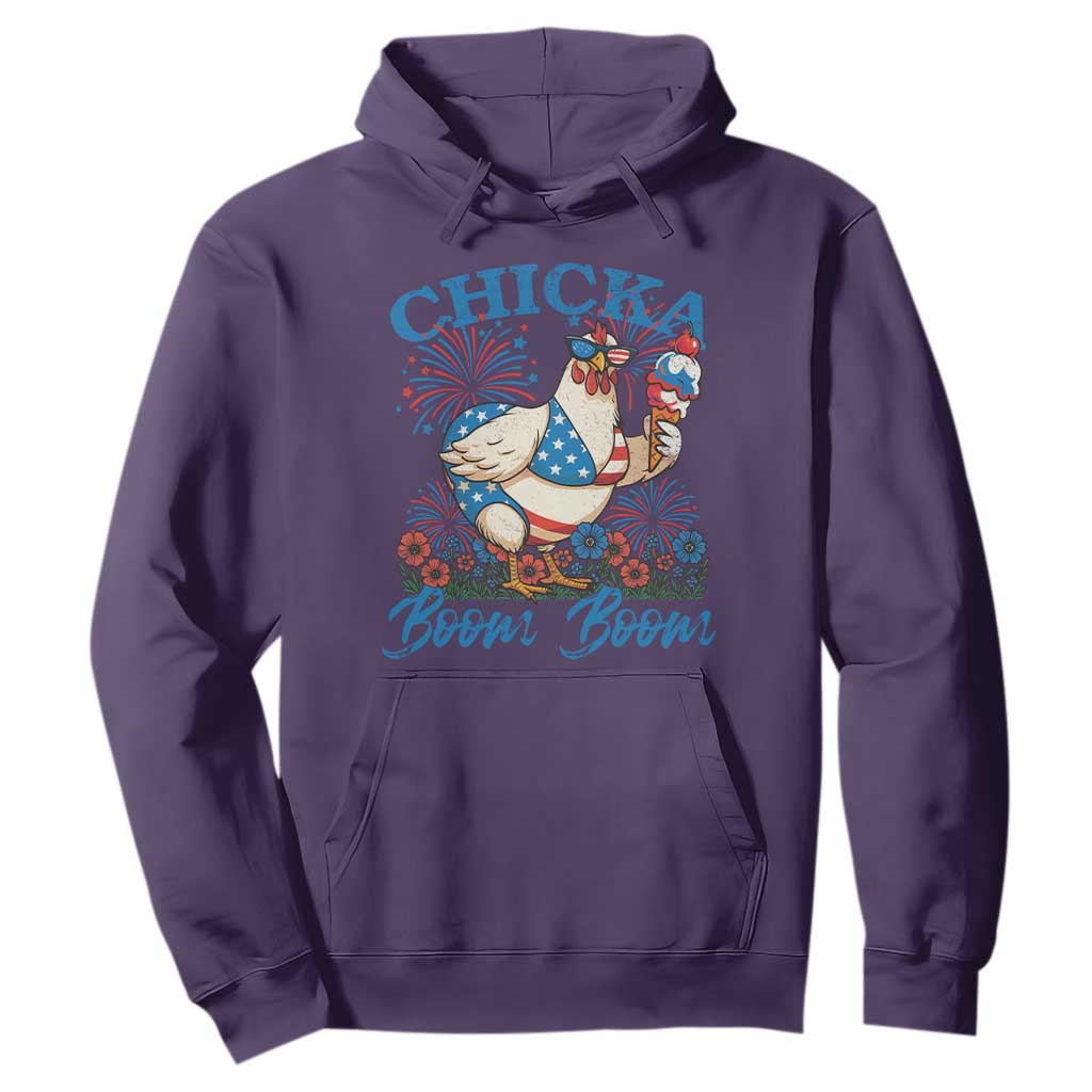 Funny Chicka Boom Boom 4th Of July Hoodie Patriotic Farmers Chicken Lover TS11 Purple Print Your Wear