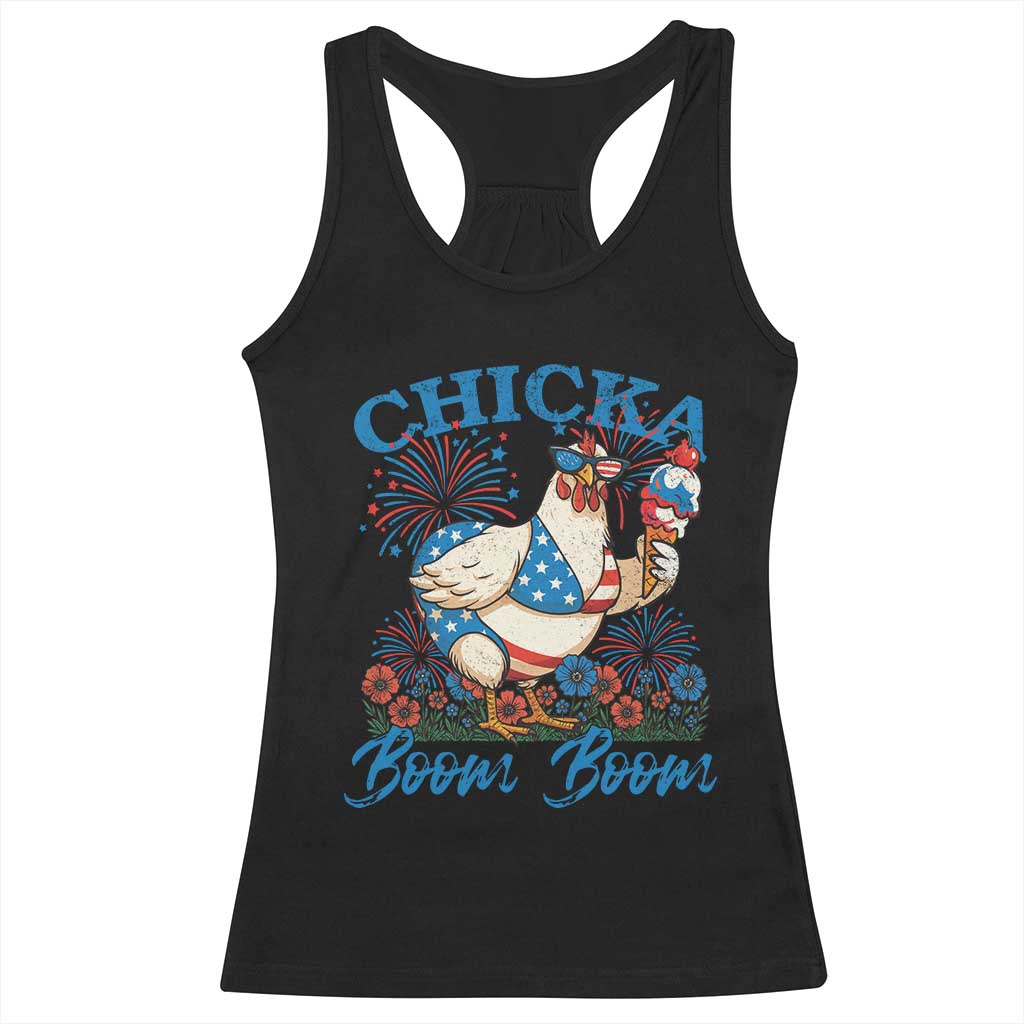 Funny Chicka Boom Boom 4th Of July Racerback Tank Top Patriotic Farmers Chicken Lover TS11 Black Print Your Wear