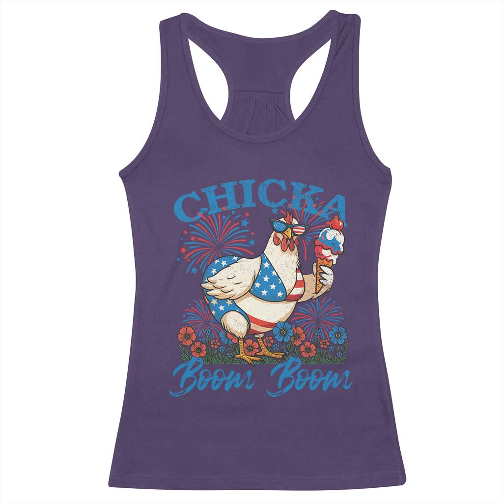 Funny Chicka Boom Boom 4th Of July Racerback Tank Top Patriotic Farmers Chicken Lover TS11 Purple Print Your Wear