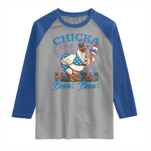 Funny Chicka Boom Boom 4th Of July Raglan Shirt Patriotic Farmers Chicken Lover TS11 Sport Gray Royal Print Your Wear