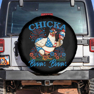 Funny Chicka Boom Boom 4th Of July Spare Tire Cover Patriotic Farmers Chicken Lover TS11 No hole Black Print Your Wear