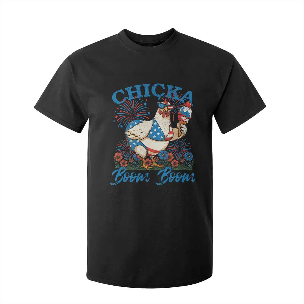 Funny Chicka Boom Boom 4th Of July T Shirt For Kid Patriotic Farmers Chicken Lover TS11 Black Print Your Wear