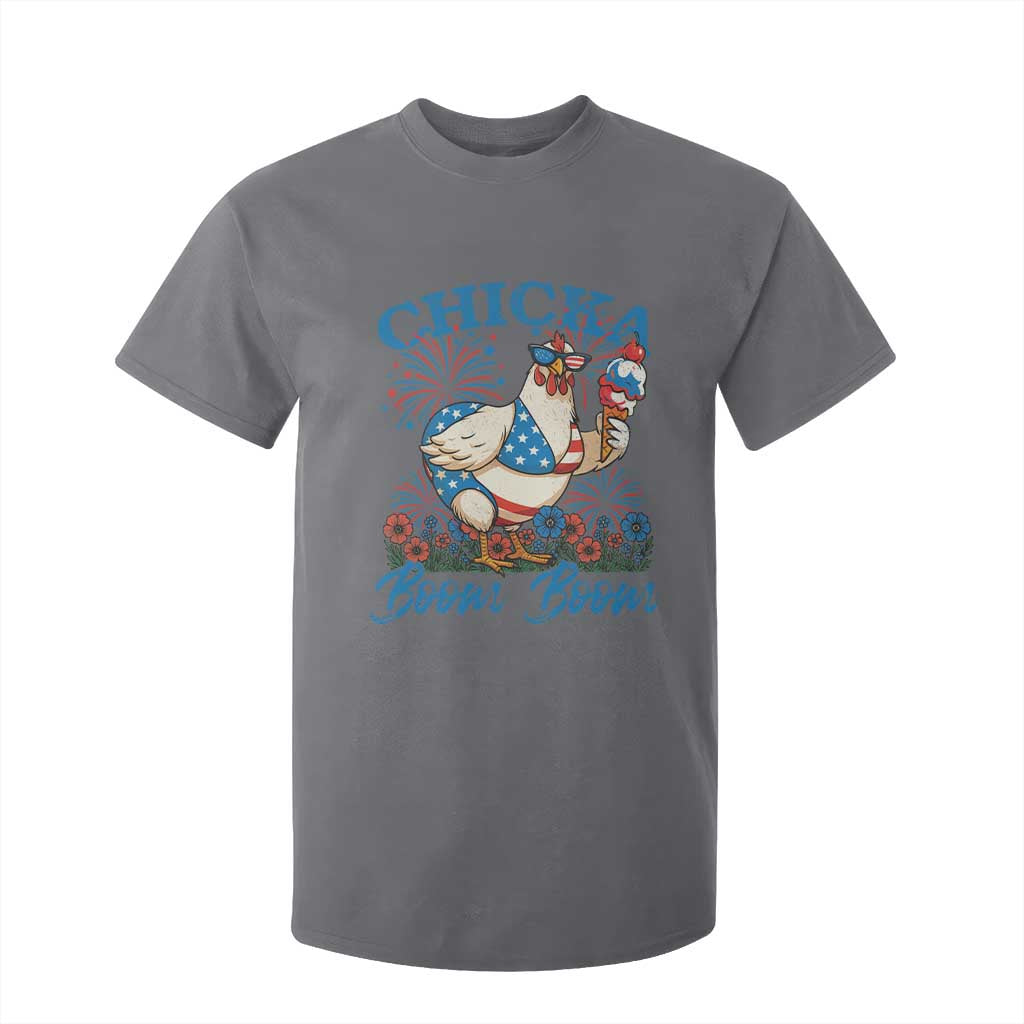 Funny Chicka Boom Boom 4th Of July T Shirt For Kid Patriotic Farmers Chicken Lover TS11 Charcoal Print Your Wear