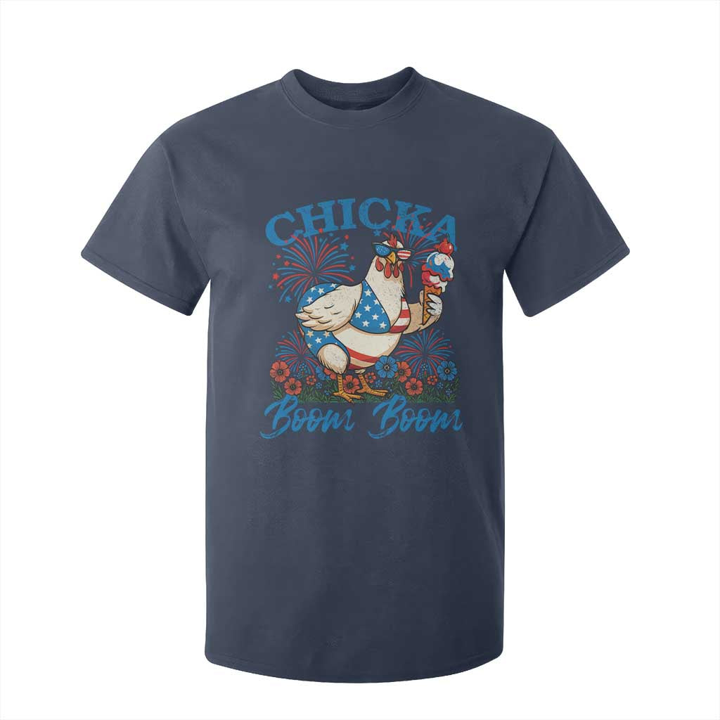 Funny Chicka Boom Boom 4th Of July T Shirt For Kid Patriotic Farmers Chicken Lover TS11 Navy Print Your Wear