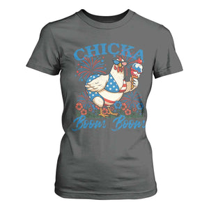 Funny Chicka Boom Boom 4th Of July T Shirt For Women Patriotic Farmers Chicken Lover TS11 Dark Heather Print Your Wear