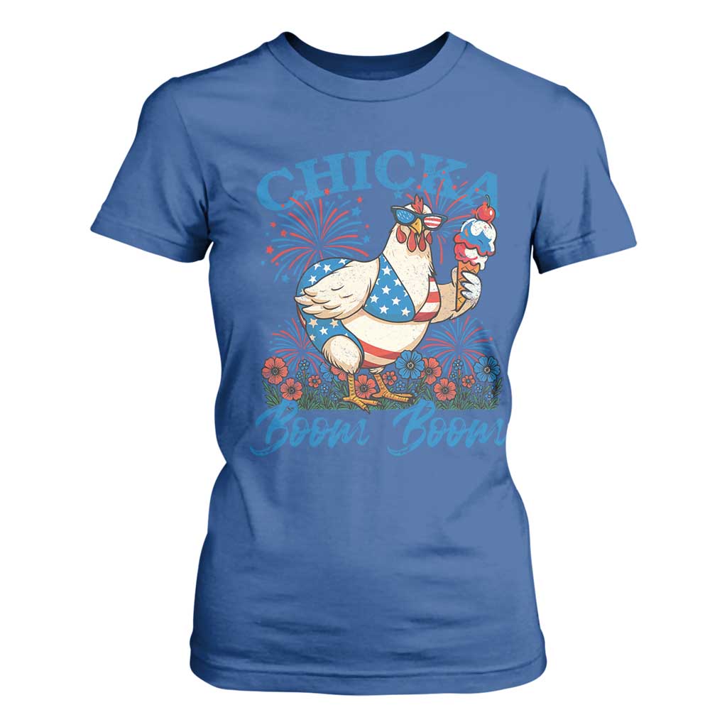 Funny Chicka Boom Boom 4th Of July T Shirt For Women Patriotic Farmers Chicken Lover TS11 Royal Blue Print Your Wear