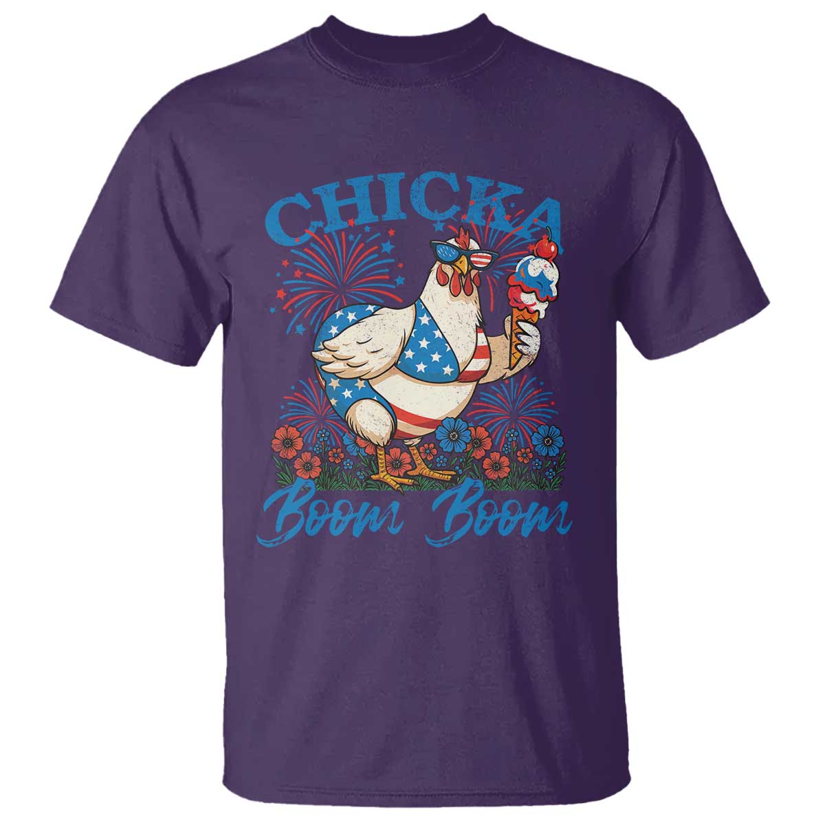Funny Chicka Boom Boom 4th Of July T Shirt Patriotic Farmers Chicken Lover TS11 Purple Print Your Wear