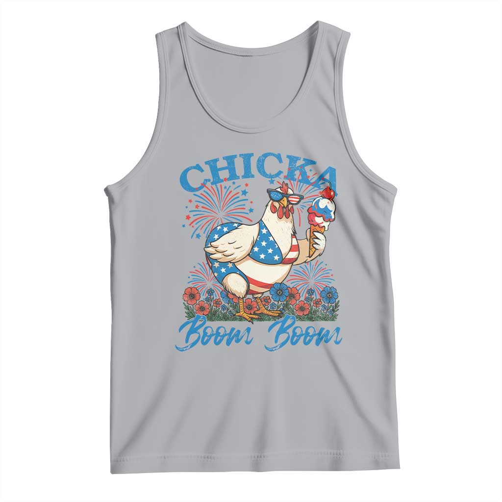 Funny Chicka Boom Boom 4th Of July Tank Top Patriotic Farmers Chicken Lover TS11 Athletic Heather Print Your Wear