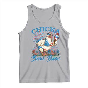 Funny Chicka Boom Boom 4th Of July Tank Top Patriotic Farmers Chicken Lover TS11 Athletic Heather Print Your Wear
