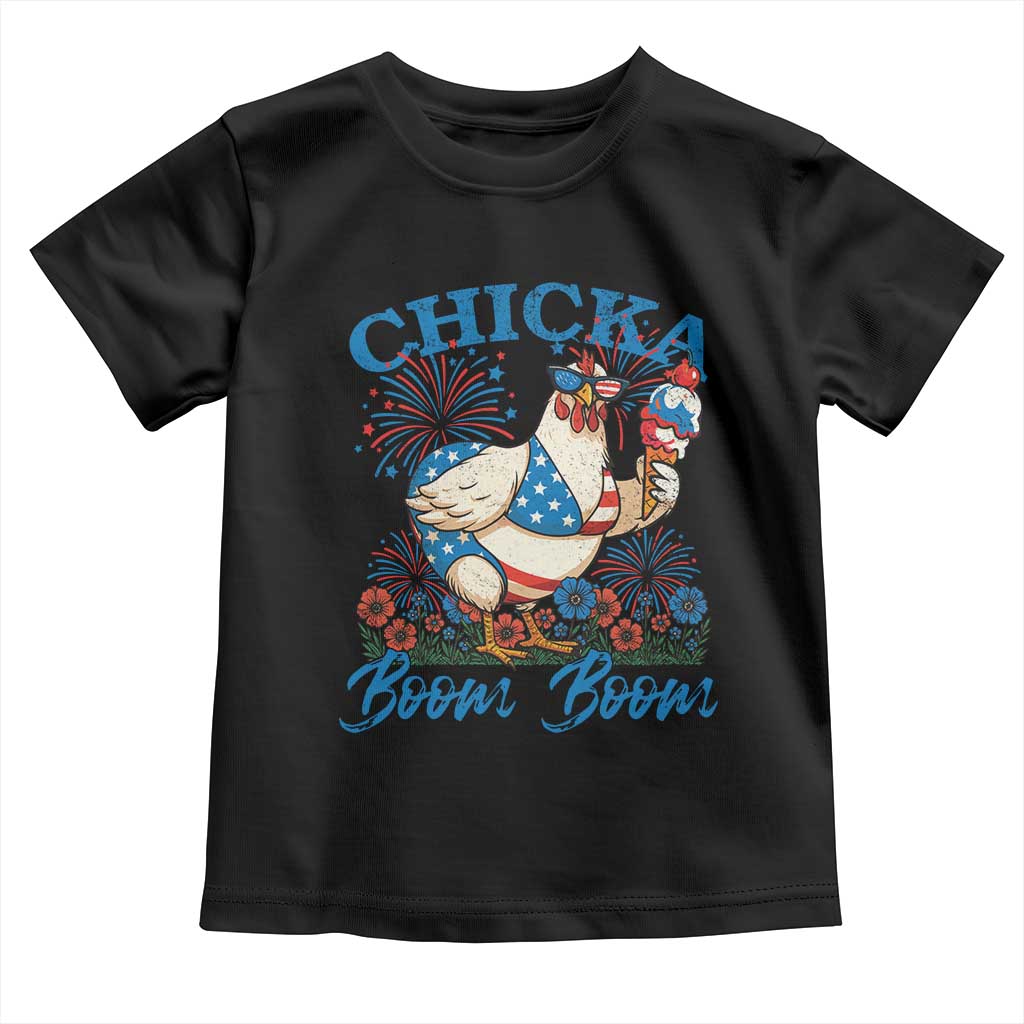 Funny Chicka Boom Boom 4th Of July Toddler T Shirt Patriotic Farmers Chicken Lover TS11 Black Print Your Wear