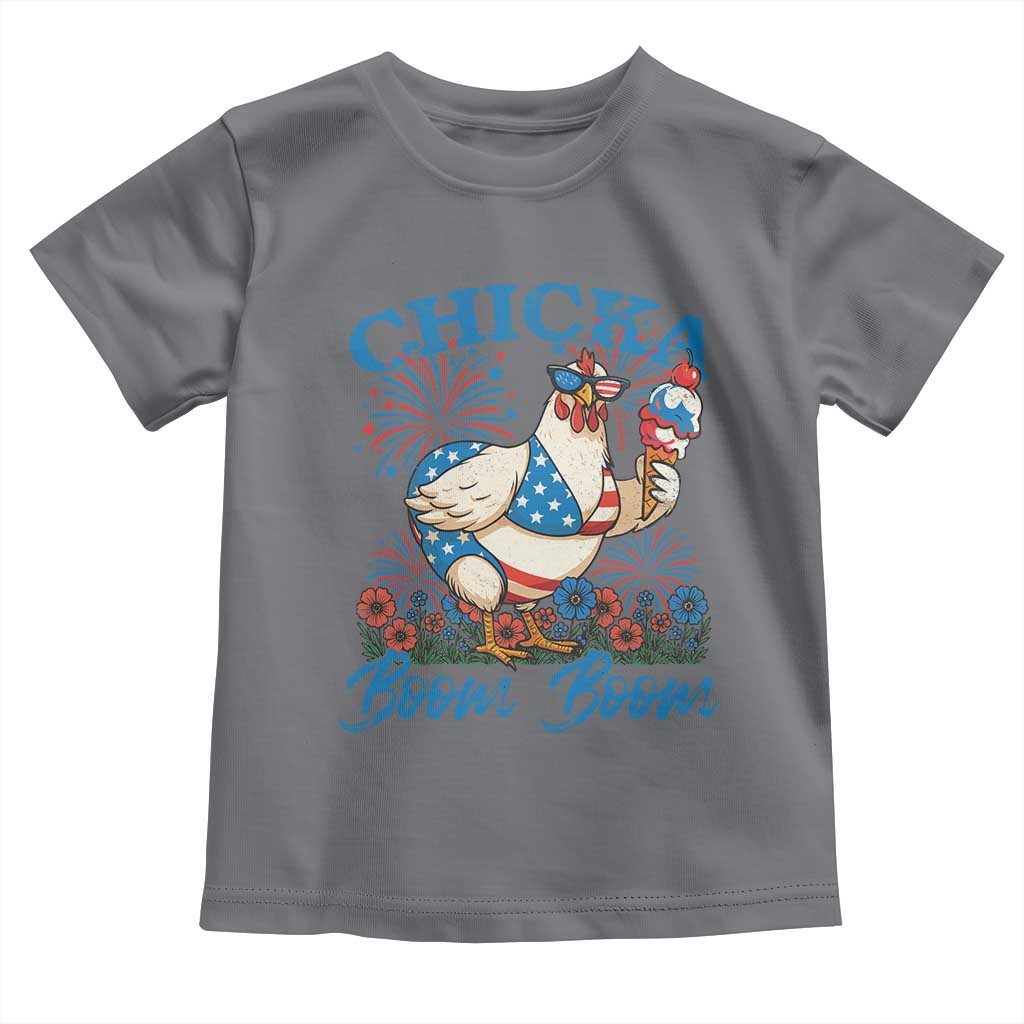 Funny Chicka Boom Boom 4th Of July Toddler T Shirt Patriotic Farmers Chicken Lover TS11 Charcoal Print Your Wear