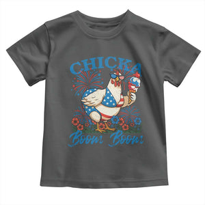 Funny Chicka Boom Boom 4th Of July Toddler T Shirt Patriotic Farmers Chicken Lover TS11 Dark Heather Print Your Wear