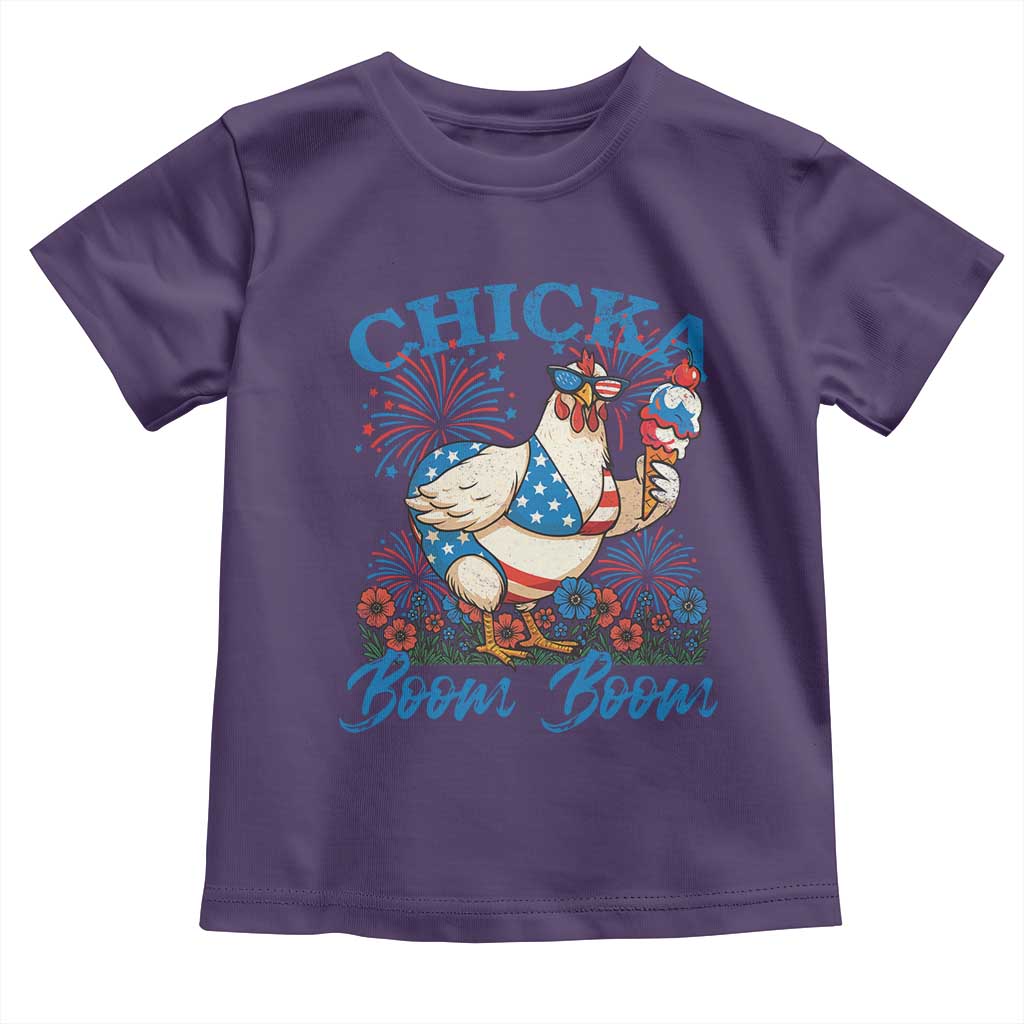 Funny Chicka Boom Boom 4th Of July Toddler T Shirt Patriotic Farmers Chicken Lover TS11 Purple Print Your Wear