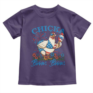 Funny Chicka Boom Boom 4th Of July Toddler T Shirt Patriotic Farmers Chicken Lover TS11 Purple Print Your Wear