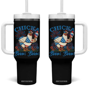 Funny Chicka Boom Boom 4th Of July Tumbler With Handle Patriotic Farmers Chicken Lover TS11 One Size: 40 oz Black Print Your Wear