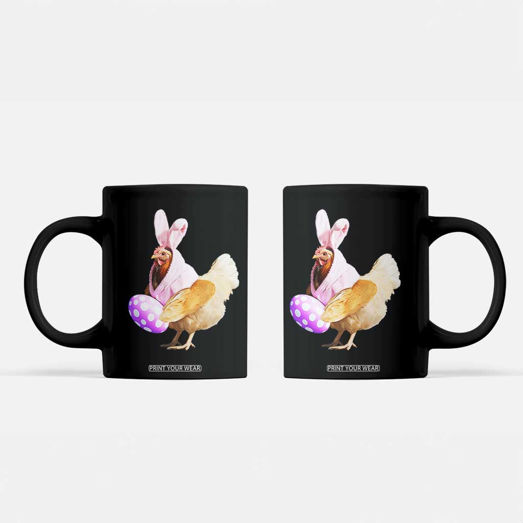 Funny Chicken Bunny Coffee Mug Happy Easter Eggs Farm TS02 Black Print Your Wear