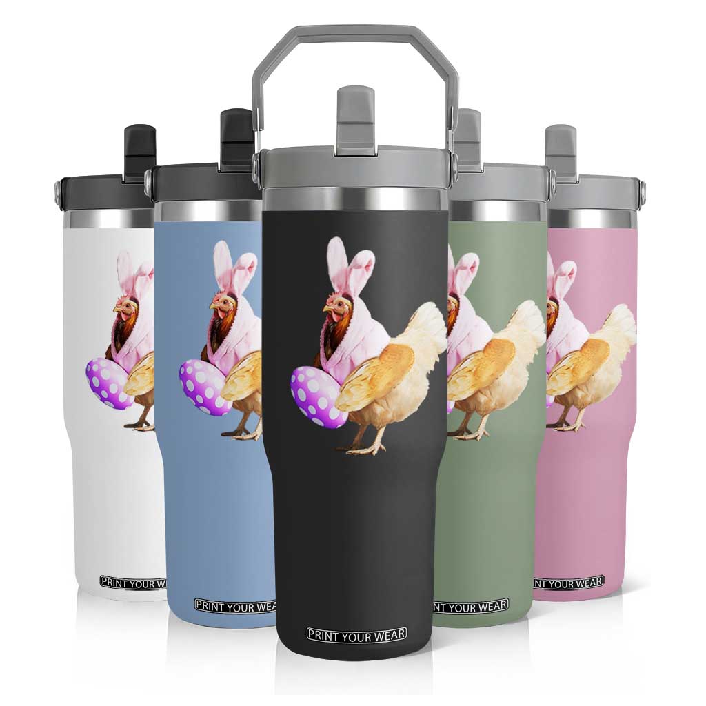 Funny Chicken Bunny Flip Straw Tumbler Happy Easter Eggs Farm TS02 Print Your Wear