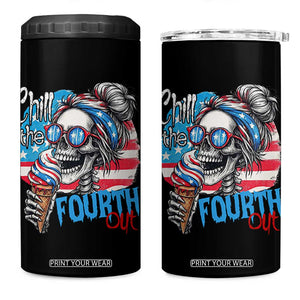 Funny Chill The Fourth Out 4th Of July 4 in 1 Can Cooler Tumbler Patriotic Skeleton Popsicle US Flag TS11 One Size: 16 oz Black Print Your Wear