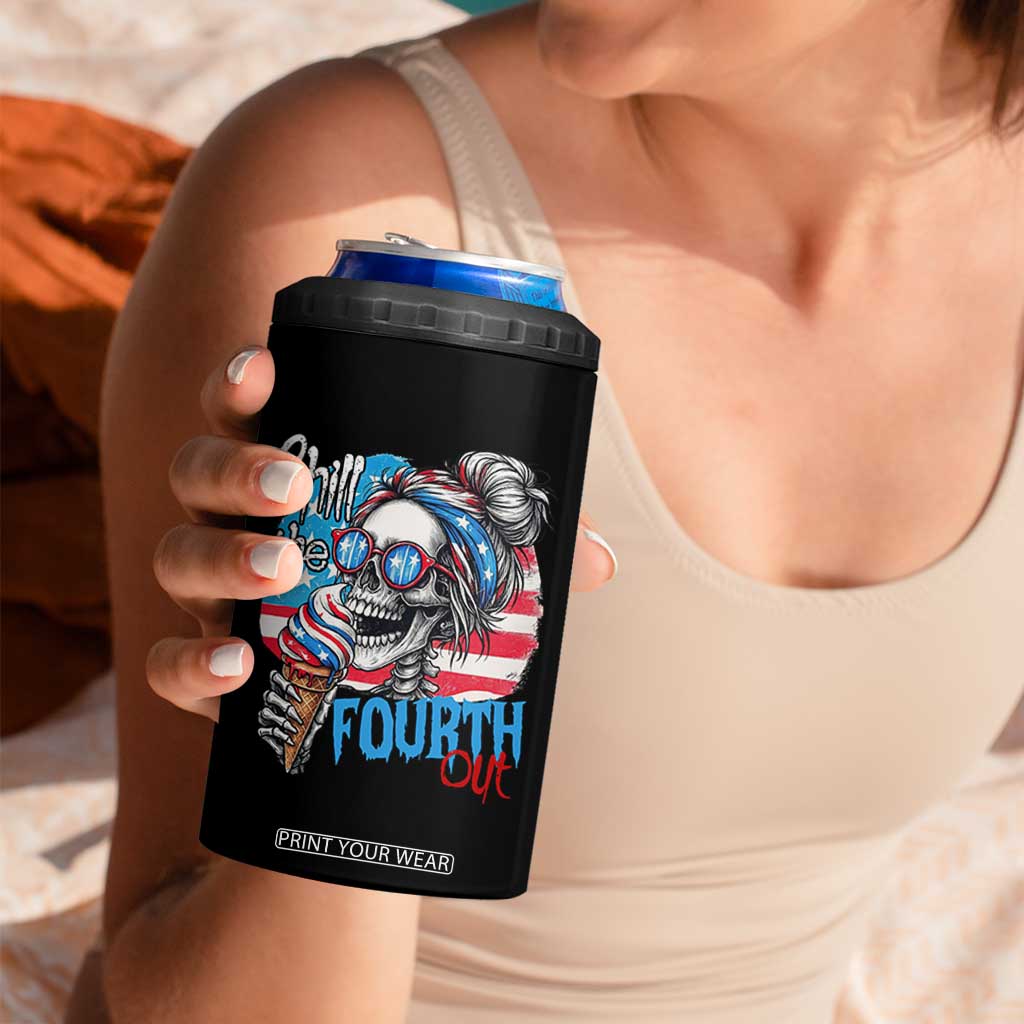 Funny Chill The Fourth Out 4th Of July 4 in 1 Can Cooler Tumbler Patriotic Skeleton Popsicle US Flag TS11 Print Your Wear
