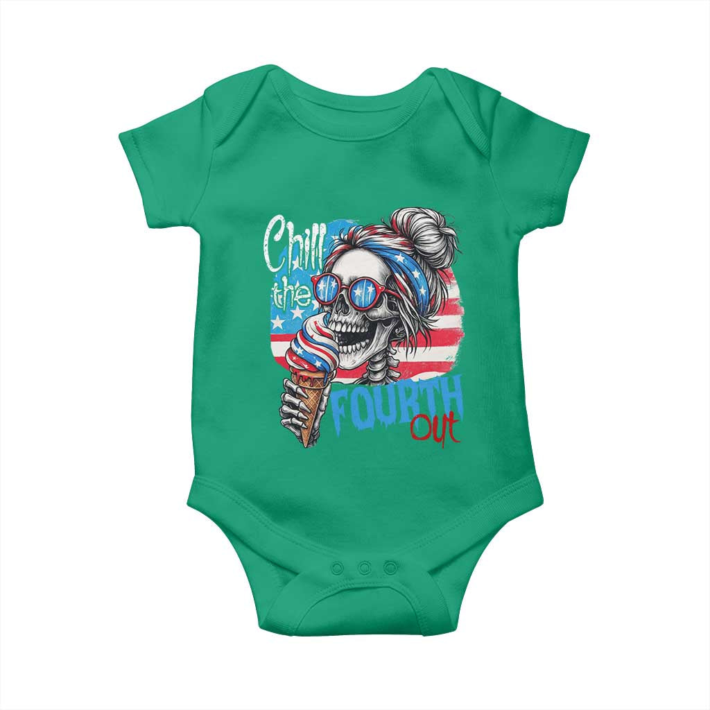 Funny Chill The Fourth Out 4th Of July Baby Onesie Patriotic Skeleton Popsicle US Flag TS11 Irish Green Print Your Wear