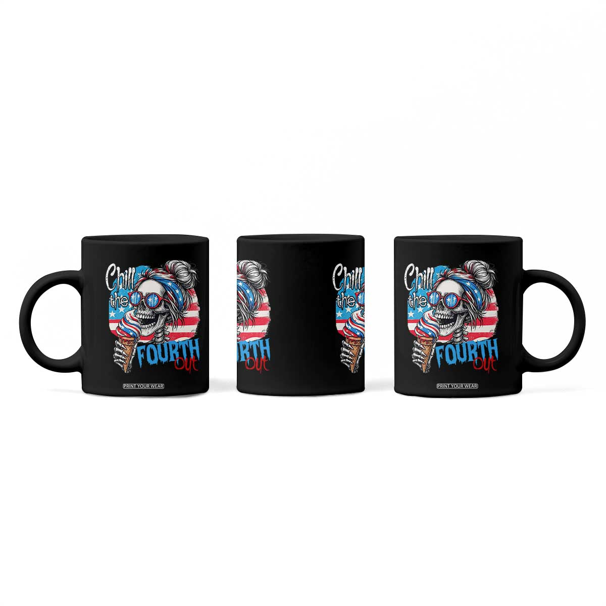 Funny Chill The Fourth Out 4th Of July Coffee Mug Patriotic Skeleton Popsicle US Flag TS11 Print Your Wear