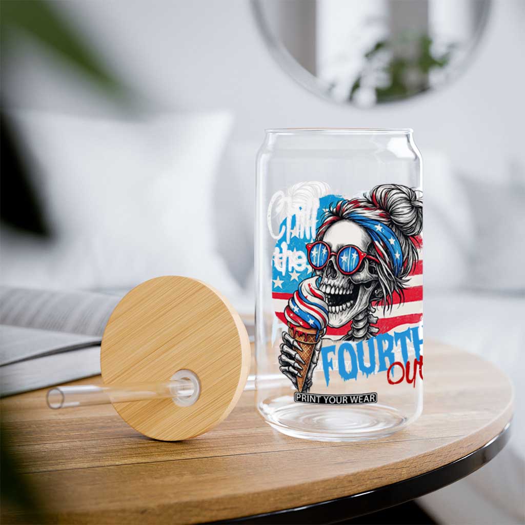 Funny Chill The Fourth Out 4th Of July Glass Can Patriotic Skeleton Popsicle US Flag TS11 Print Your Wear