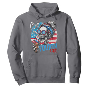 Funny Chill The Fourth Out 4th Of July Hoodie Patriotic Skeleton Popsicle US Flag TS11 Charcoal Print Your Wear