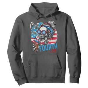 Funny Chill The Fourth Out 4th Of July Hoodie Patriotic Skeleton Popsicle US Flag TS11 Dark Heather Print Your Wear