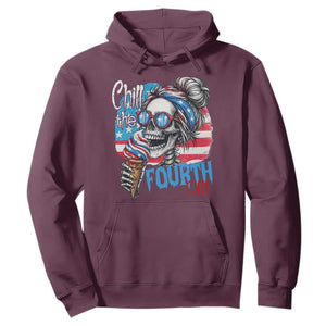 Funny Chill The Fourth Out 4th Of July Hoodie Patriotic Skeleton Popsicle US Flag TS11 Maroon Print Your Wear