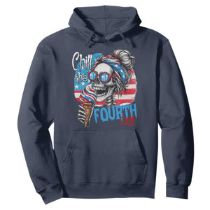 Funny Chill The Fourth Out 4th Of July Hoodie Patriotic Skeleton Popsicle US Flag TS11 Navy Print Your Wear