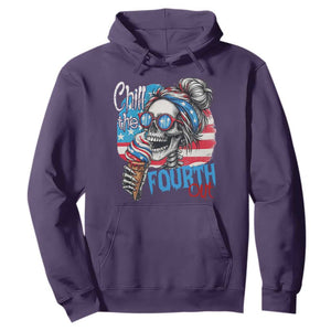 Funny Chill The Fourth Out 4th Of July Hoodie Patriotic Skeleton Popsicle US Flag TS11 Purple Print Your Wear