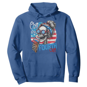 Funny Chill The Fourth Out 4th Of July Hoodie Patriotic Skeleton Popsicle US Flag TS11 Royal Blue Print Your Wear