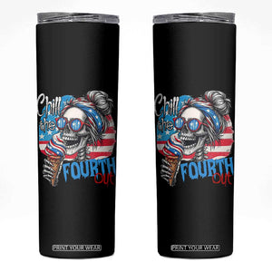 Funny Chill The Fourth Out 4th Of July Skinny Tumbler Patriotic Skeleton Popsicle US Flag TS11 Black Print Your Wear
