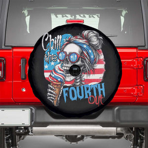 Funny Chill The Fourth Out 4th Of July Spare Tire Cover Patriotic Skeleton Popsicle US Flag TS11 Black Print Your Wear