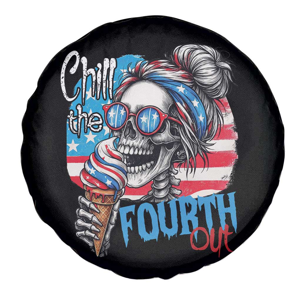 Funny Chill The Fourth Out 4th Of July Spare Tire Cover Patriotic Skeleton Popsicle US Flag TS11 Print Your Wear